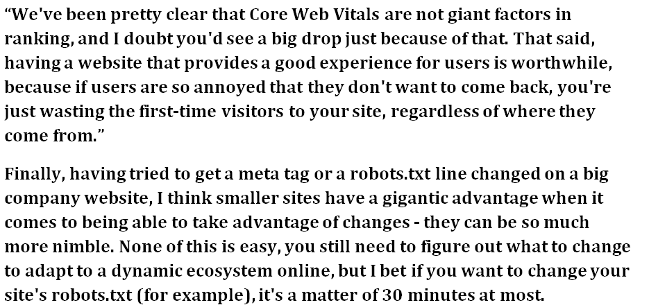 John Full Comment on core web vitals