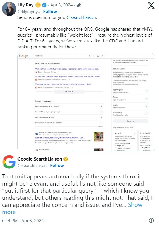 Potentially Harmful Search Results concern 1