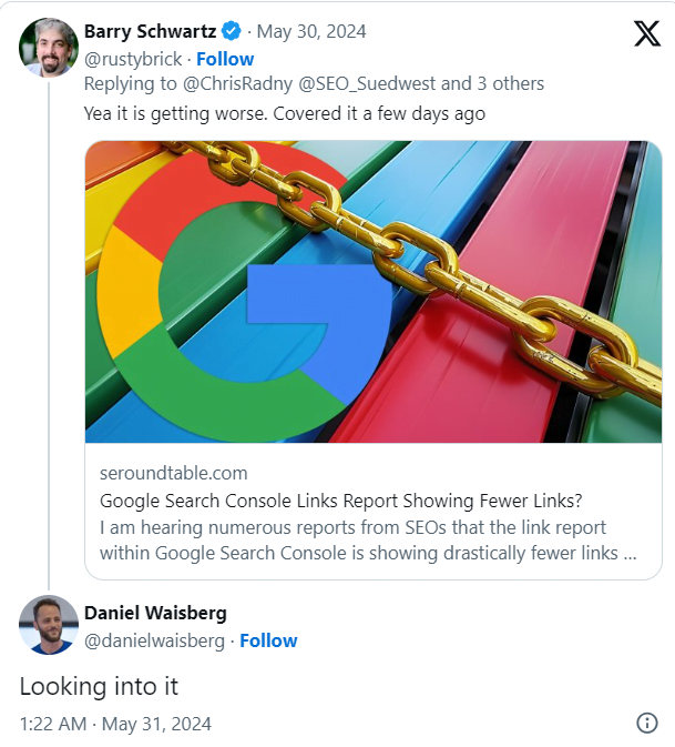 Google Looking Into Link Issue