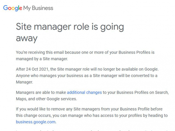Site manager role is going away