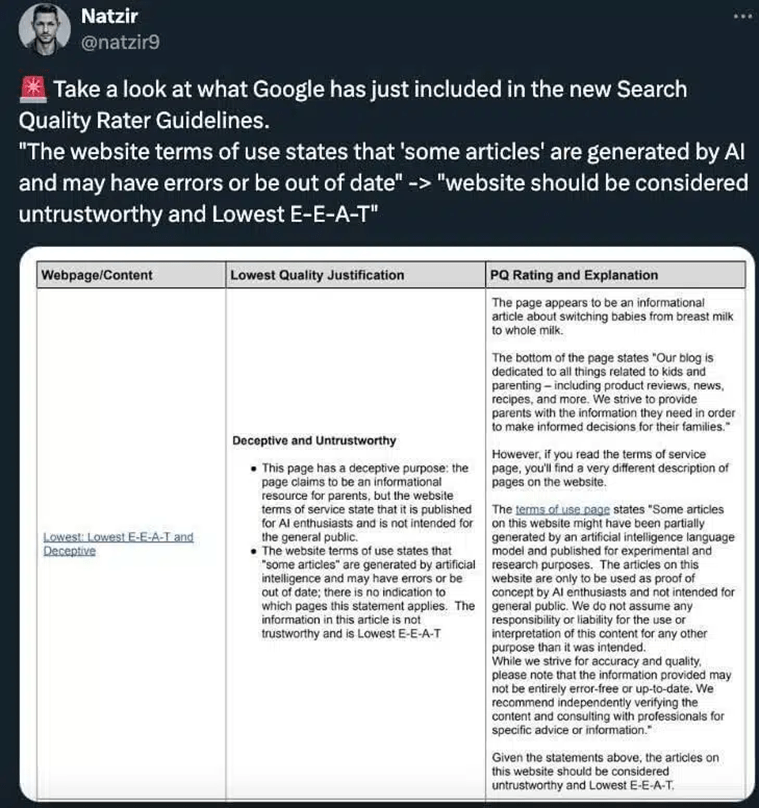 new google search quality rater guidelines